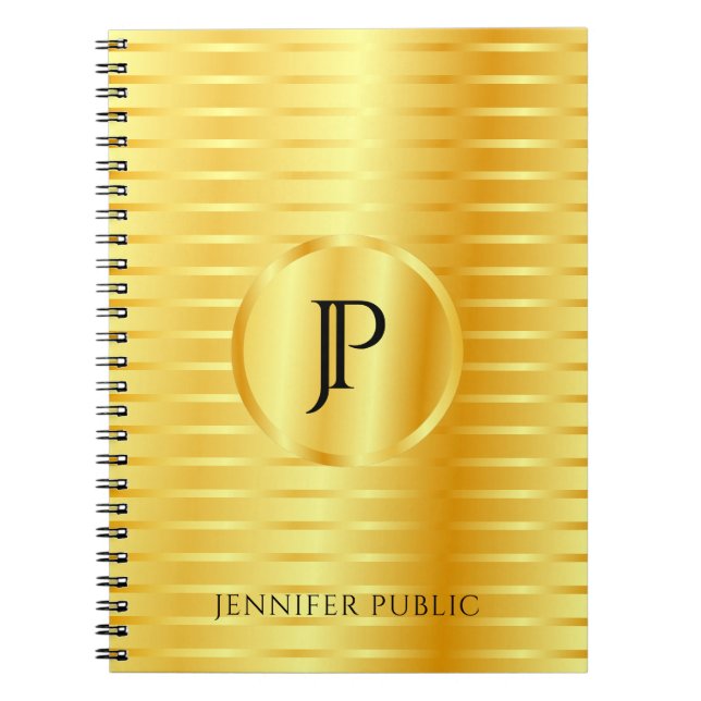 Mit Monogramm Template Imitate Gold Metallic Look Notizblock (Vorderseite)