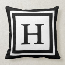 Mit Monogramm Throw-Kissen - Schwarzes u. Weiß