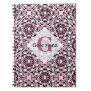 Mit Monogramm Tile Dusky Rose Cherry Blossom Manda Notizblock