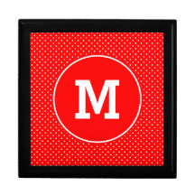 Mit Monogramm Tiny Red and White Polka Dots