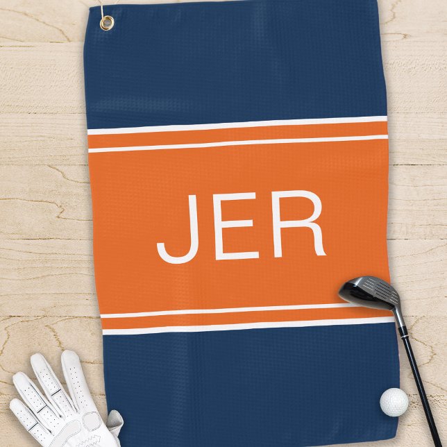 Mit Monogramm Top Golfer Stilvoll Modernes Blue Or Golfhandtuch (Von Creator hochgeladen)