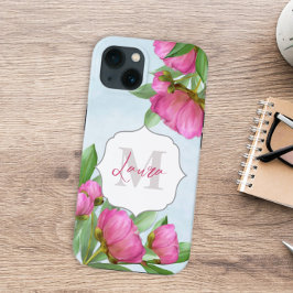 Mit Monogramm Trendy Floral Peony Blume Elegante Case-Mate iPhone Hülle