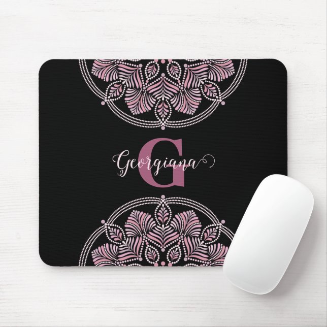 Mit Monogramm trockene Rose Blumenfronten Dot Mand Mousepad (Mit Mouse)