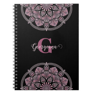 Mit Monogramm trockene Rose Blumenfronten Dot Mand Notizblock