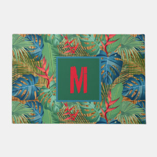 Mit Monogramm Tropenflora auf Wicker Print Fußmatte