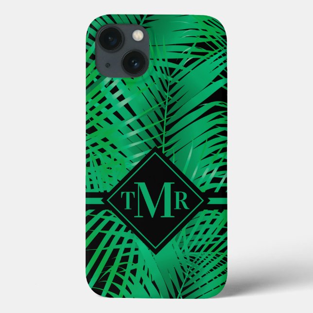 Mit Monogramm Tropenpalme Case-Mate iPhone Hülle (Rückseite)