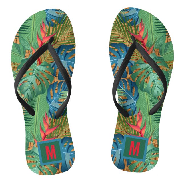 Mit Monogramm tropische Flora Flip Flops (Fußbett)