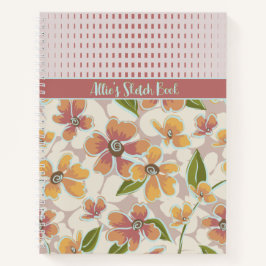 Mit Monogramm tropische Retro-Flora und -Karos Notizbuch