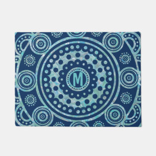 mit Monogramm Türkis Mandala Door Mat Fußmatte
