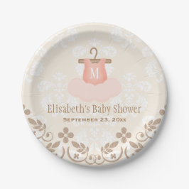 Mit Monogramm Tutu-Ballett-Themed Baby-Dusche Pappteller