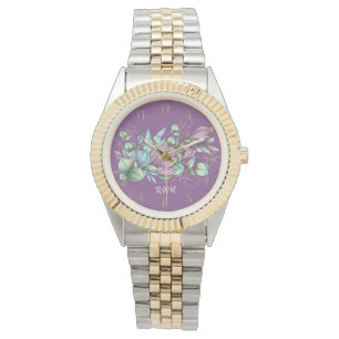 Mit Monogramm Uhr von Aquarellblumen