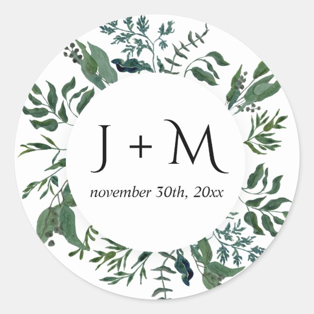 Mit Monogramm Umschlag Aufkleber Emerald Forest Fo (Vorderseite)