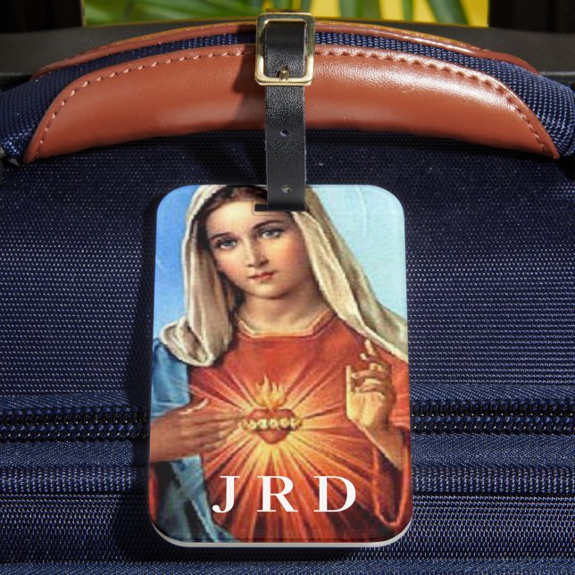 Mit Monogramm Unbeflecktes Herz Maria Gepäckmarke Gepäckanhänger (Von Creator hochgeladen)