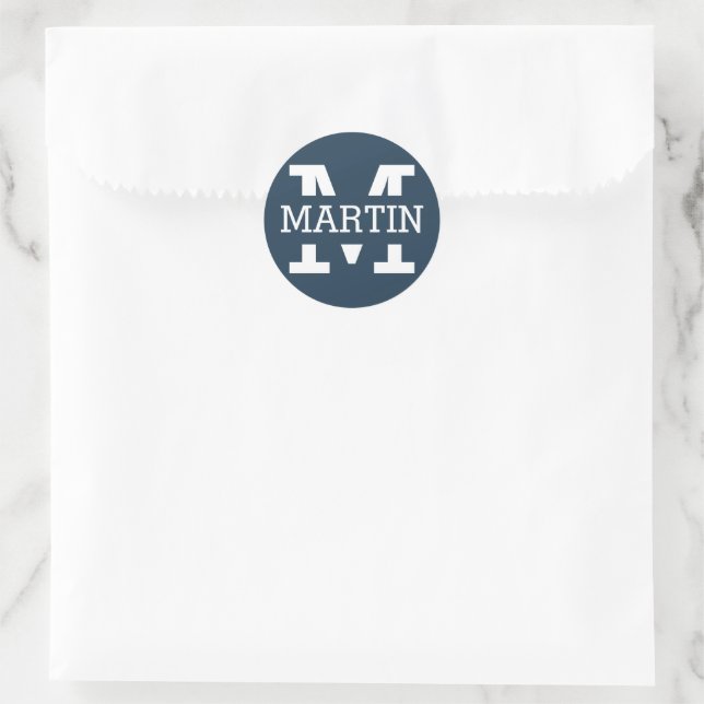 mit Monogramm und Name Runder Aufkleber (Tasche)