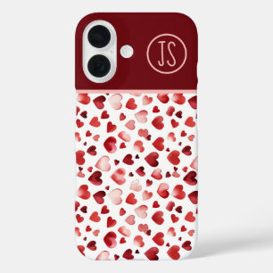 Mit Monogramm Valentinstag mit rotem Herzen iPhone 16 Hülle