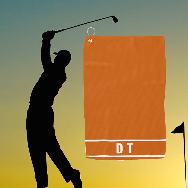 Mit Monogramm - verbrannte Orange Golfhandtuch (Von Creator hochgeladen)