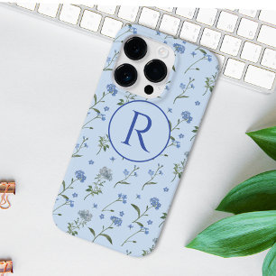 Mit Monogramm Vergessen Sie mir nicht blaue Flora  Case-Mate iPhone 14 Pro Hülle