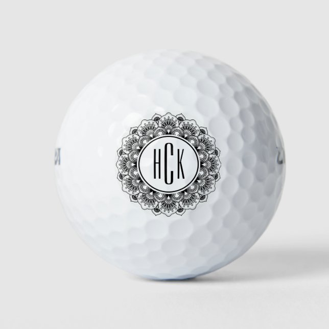 Mit Monogramm verziertes Mandala Golfball (Vorderseite)