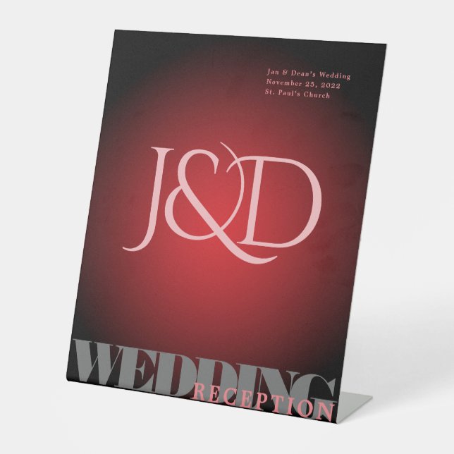 Mit Monogramm Vignette Wedding Pedestal-Zeichen Sockelschild (Vorderseite)