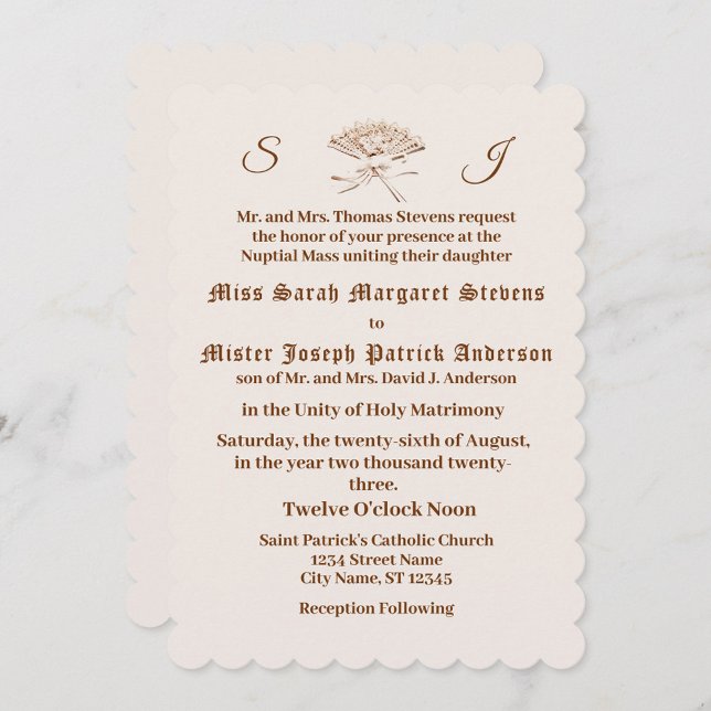 Mit Monogramm Viktorianischer Lüfter Einladung (Von Creator hochgeladen)