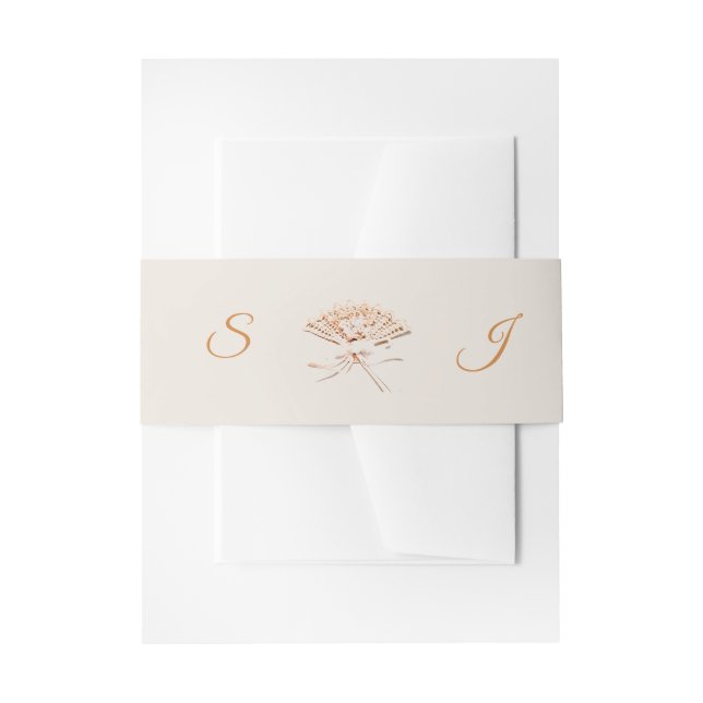 Mit Monogramm Viktorianischer Lüftergedanke Einladungsbanderole (Vorderseite Beispiel)