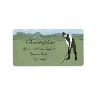 Mit Monogramm Vintage Artgolfkunst Adressaufkleber