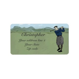 Mit Monogramm Vintage Artgolfkunst Adressaufkleber