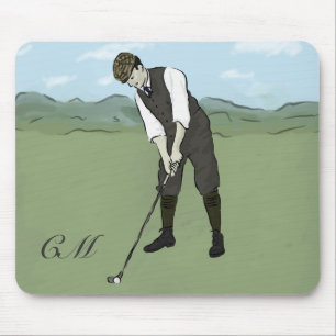 Mit Monogramm Vintage Artgolfkunst Mousepad