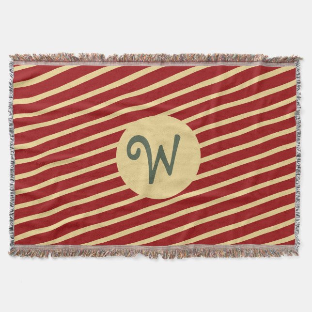 Mit Monogramm Vintage Goldene Streifen auf Rot Decke (Vorderseite)