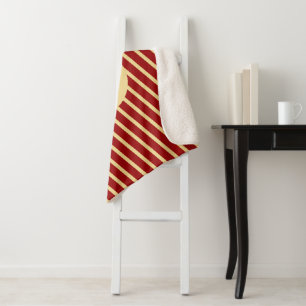 Mit Monogramm Vintage Goldene Streifen auf Rot Sherpadecke