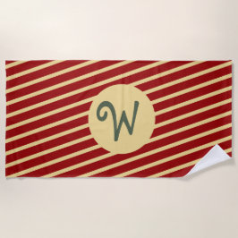 Mit Monogramm Vintage Goldene Streifen auf Rot Strandtuch