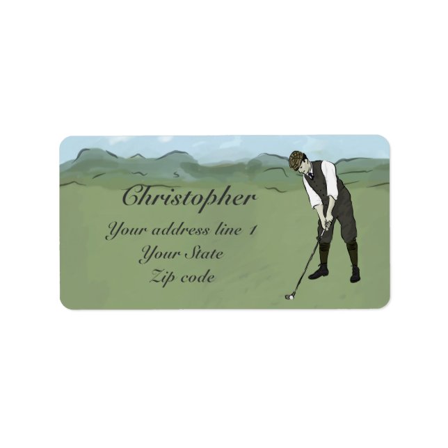Mit Monogramm Vintage Golfart Adressaufkleber (Vorne)