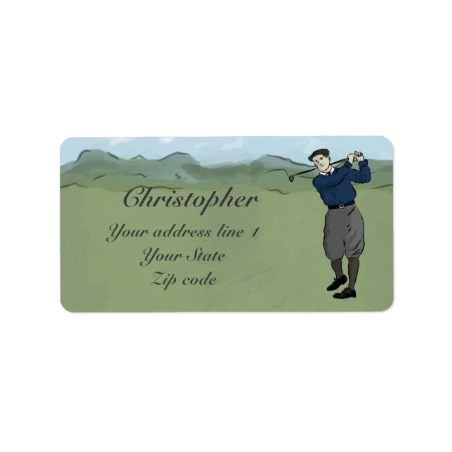 Mit Monogramm Vintage Golfart Adressaufkleber (Vorne)