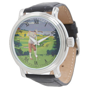 Mit Monogramm Vintage Golfart Armbanduhr
