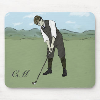 Mit Monogramm Vintage Golfart Mousepad