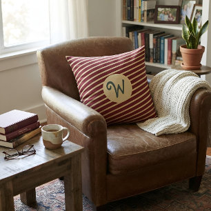 Mit Monogramm Vintage Streifen Kissen