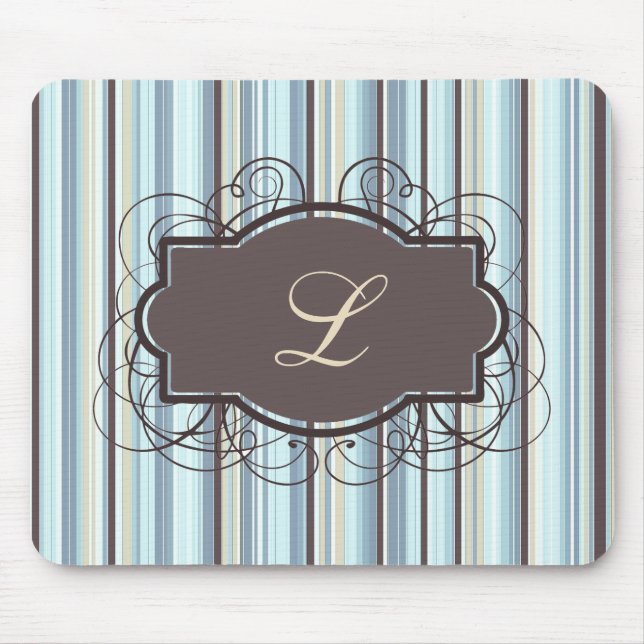 Mit Monogramm Vintage Streifen Mousepad (Vorne)