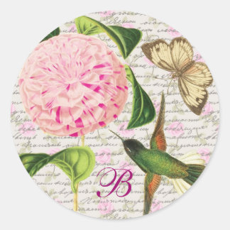 Mit Monogramm Vintager Traum Runder Aufkleber