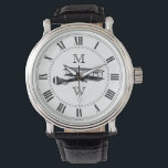 Mit Monogramm Vintages Flugzeug Armbanduhr<br><div class="desc">Vintages Flugzeug. römische Zahlen. Ersetzen Sie Platzhalterbuchstaben durch Ihre Initialen.</div>