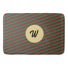 mit Monogramm Vintages Rot- und Grünstreifen-Muste Badematte