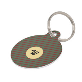 mit Monogramm Vintages Rot- und Grünstreifen-Muste Haustiermarke