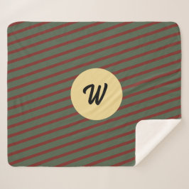 mit Monogramm Vintages Rot- und Grünstreifen-Muste Sherpadecke