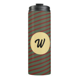 mit Monogramm Vintages Rot- und Grünstreifen-Muste Thermosbecher