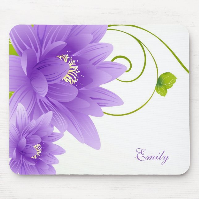 Mit Monogramm-violette Blumen Mousepad (Vorne)