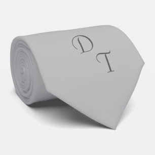 mit Monogramm Vollfarbe silber grau Krawatte