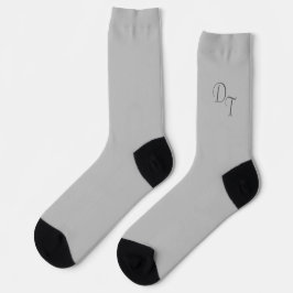 Mit Monogramm Vollfarbe silber grau Socken