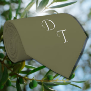 Mit Monogramm Vollfarben-Olivendraht Krawatte