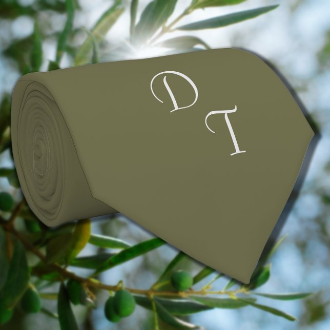 Mit Monogramm Vollfarben-Olivendraht Krawatte (Von Creator hochgeladen)