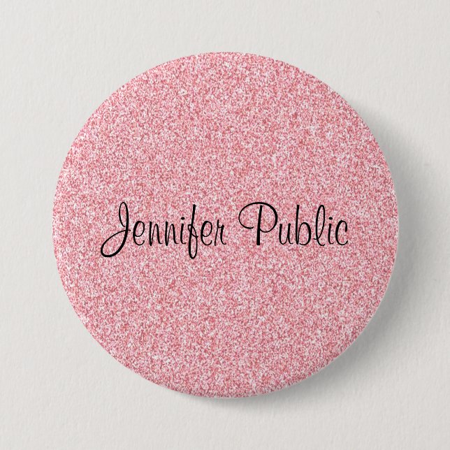Mit Monogramm Vorlage Elegante Rose Gold Glitzer Button (Vorderseite)