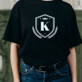 Mit Monogramm Vorname Initial Laurel Wreath Abzeic T-Shirt